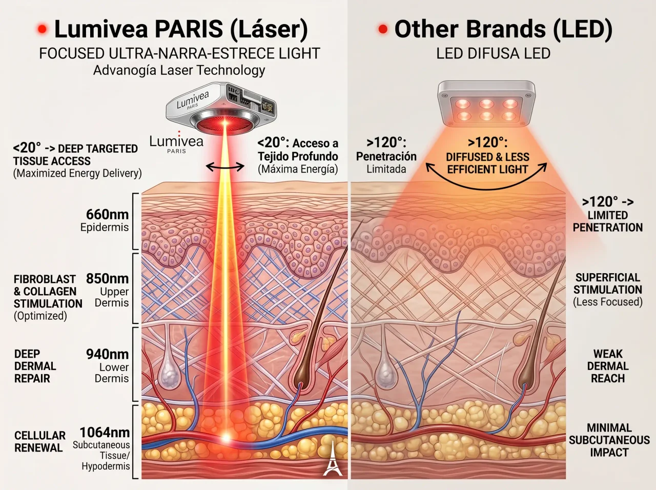 Lumivea laser technology vs other LED brands comparison